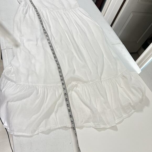 Old Navy Smocked Fit Flare Midi Dress Size XL White Ruffle Strappy Beach Resort - Picture 10 of 12